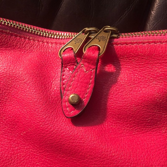 Mulberry Pinkish Red Shoulder Bag with Gold Hardware **Wear on corners and strap - Picture 2 of 16